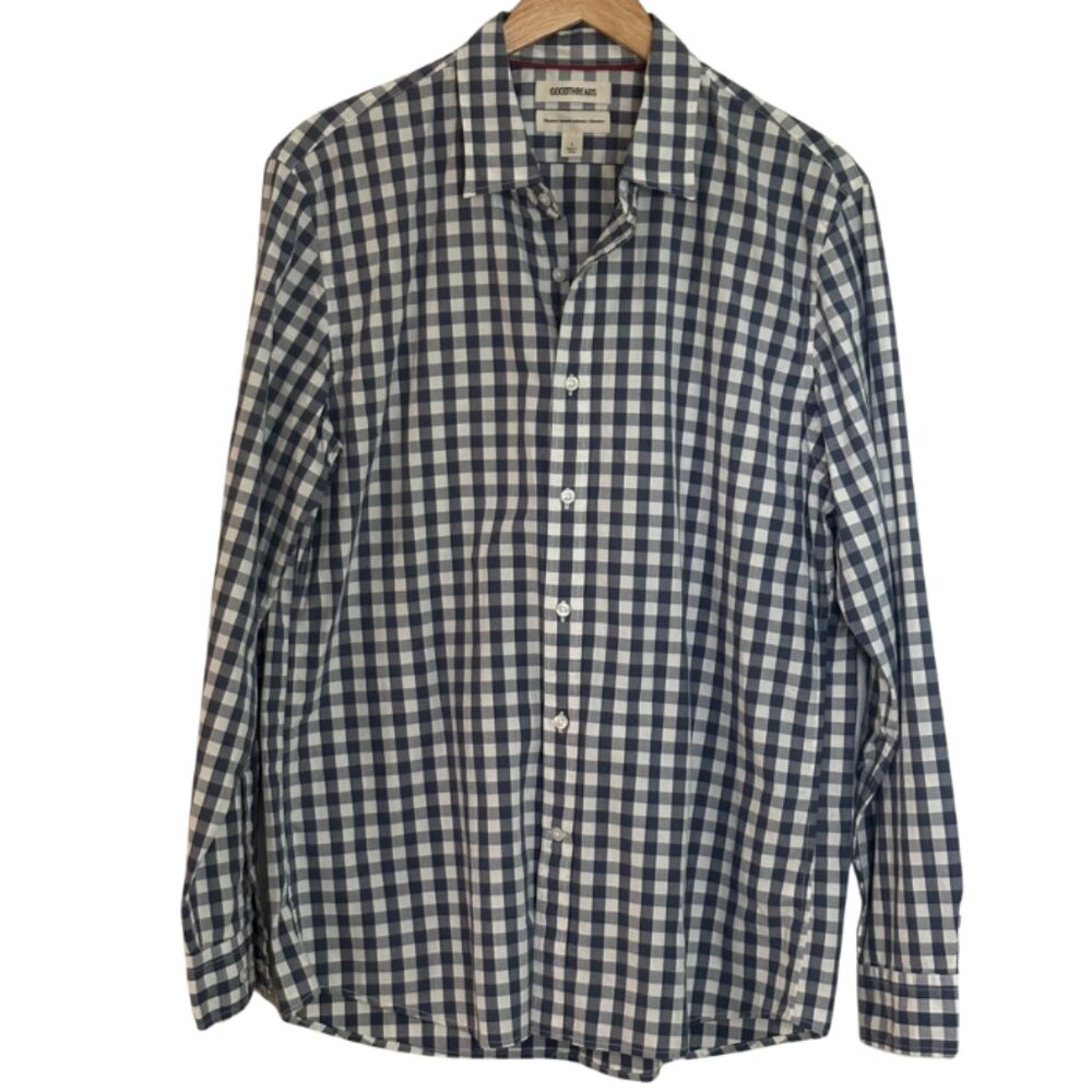 Goodthreads Women’s Gingham Button Down Shirt Size L NEW